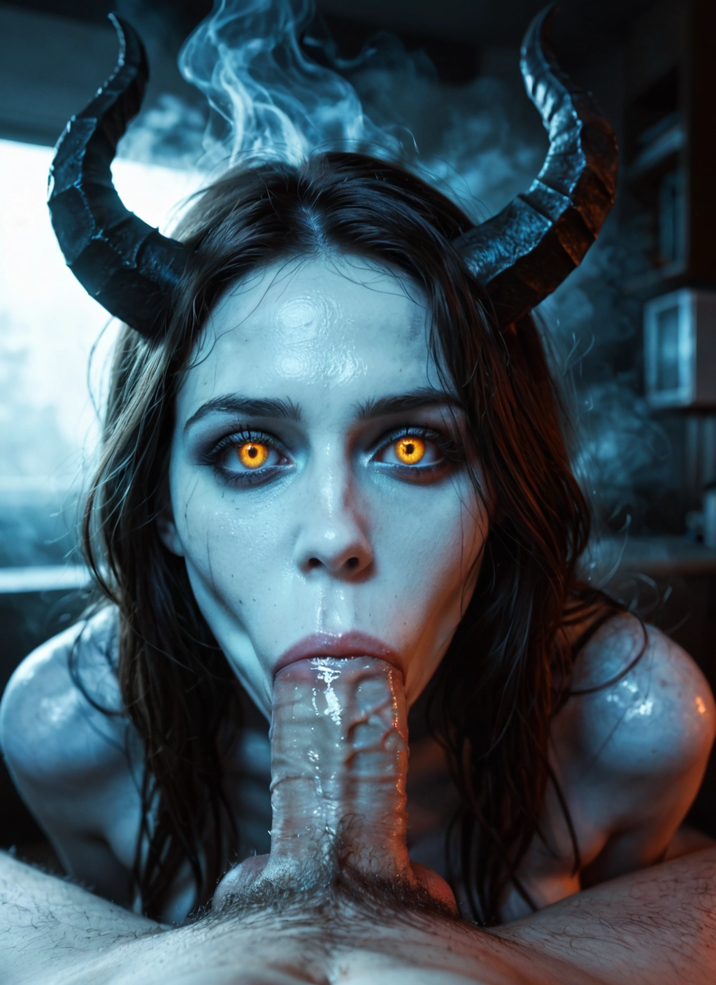 penis, 1girl, horns, oral, hetero, fellatio · Yamete.gg