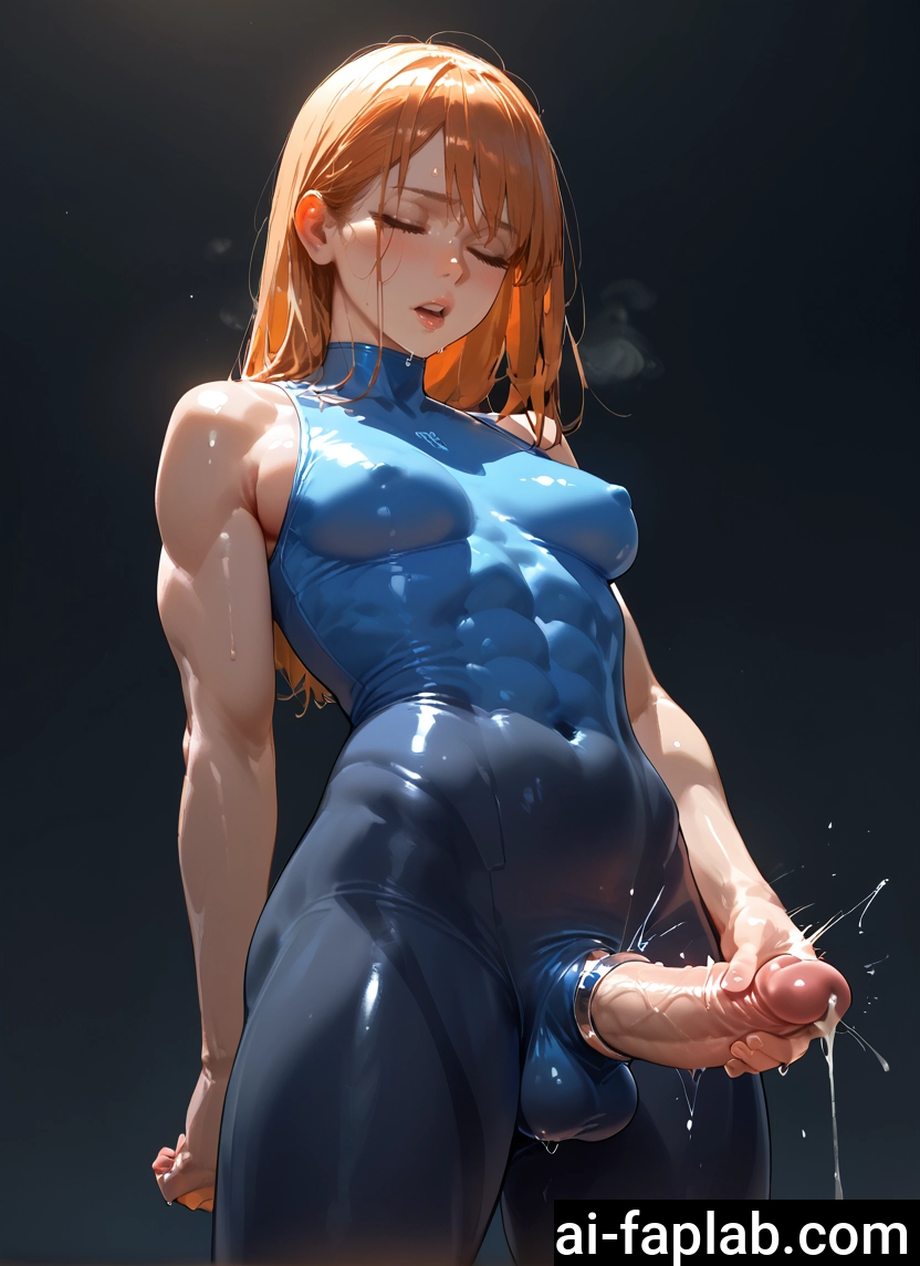 penis, solo, futanari, 1girl, closed eyes, covered nipples · Yamete.gg
