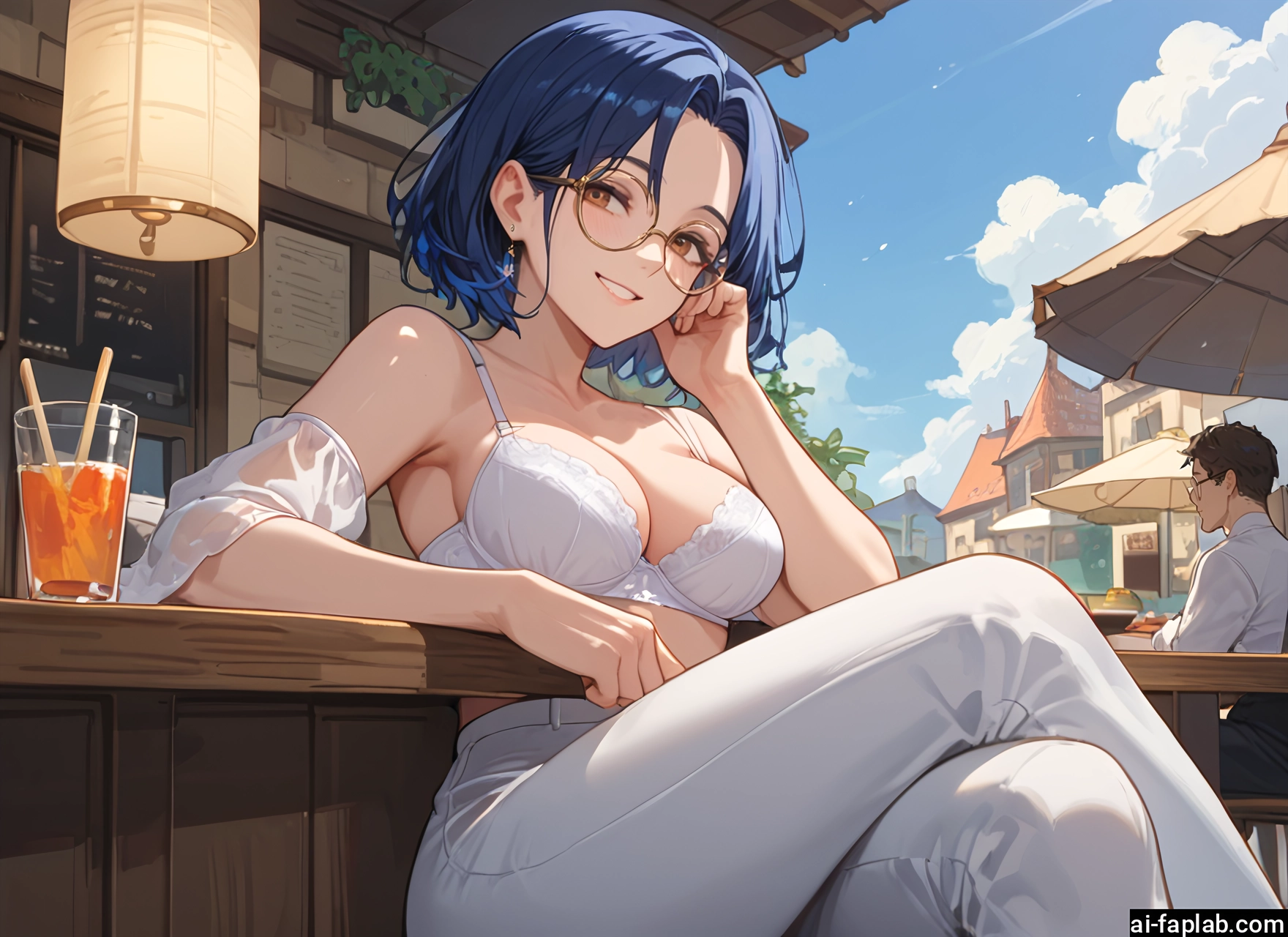 1girl, breasts, underwear, bra, 1boy, smile · Yamete.gg