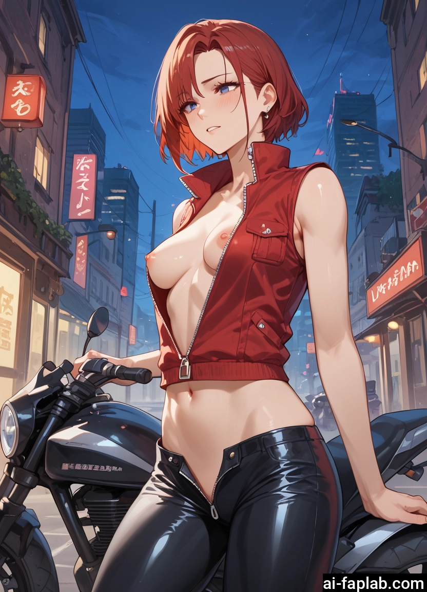 1girl, breasts, nipples, ground vehicle, motor vehicle, motorcycle · Yamete.gg