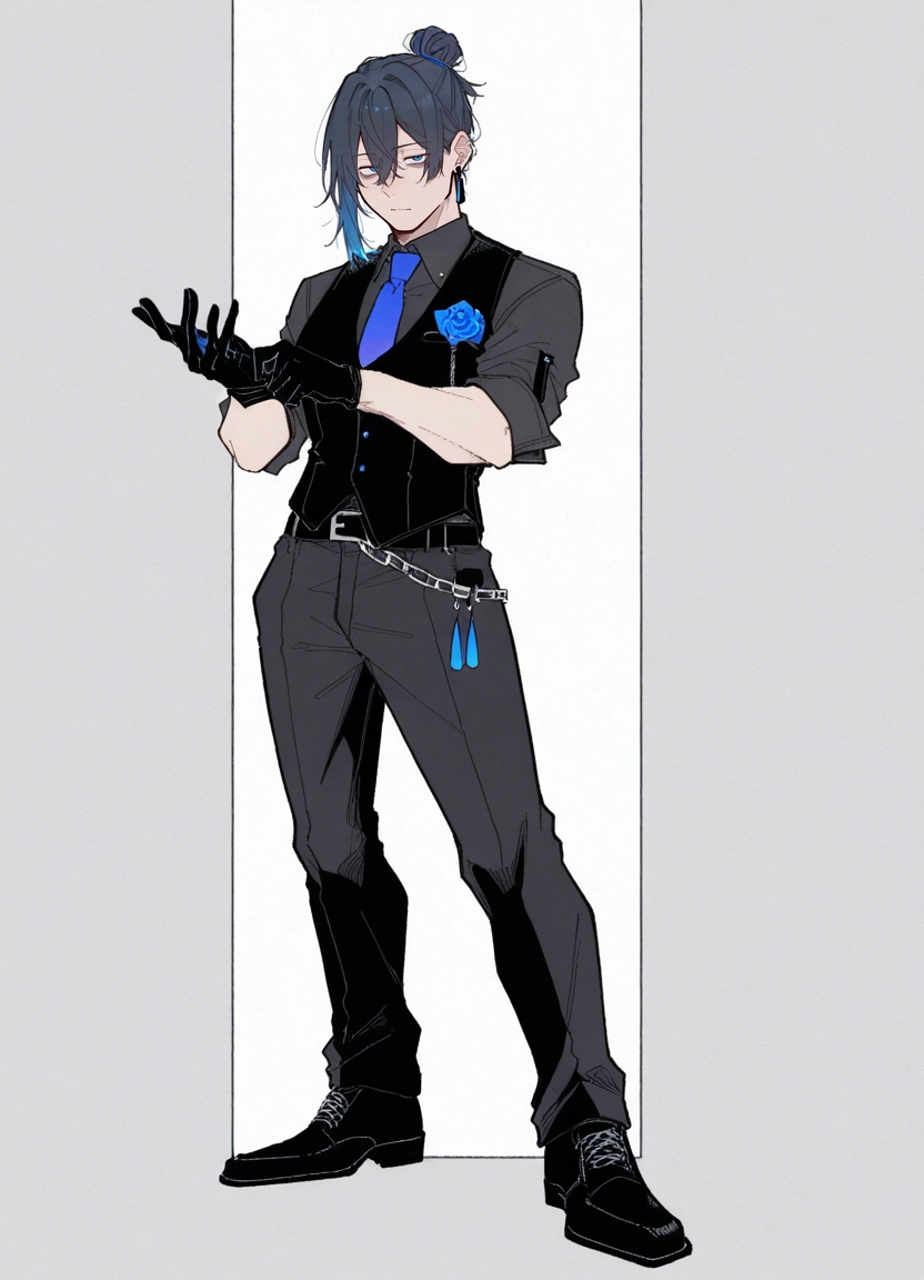 1boy, solo, male focus, gloves, shirt, adjusting gloves · Yamete.gg