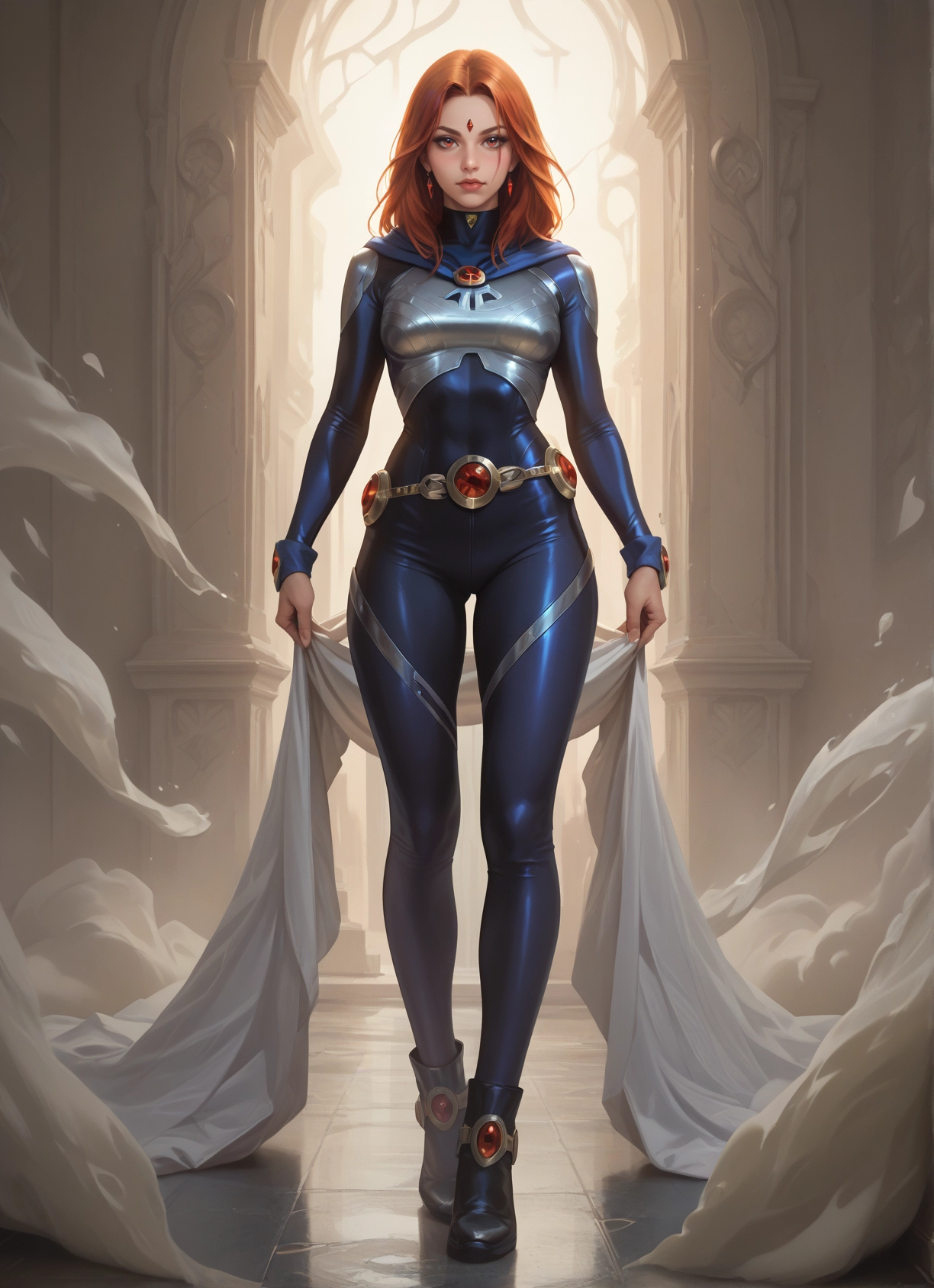 1girl, solo, bodysuit, jewelry, looking at viewer, belt · Yamete.gg