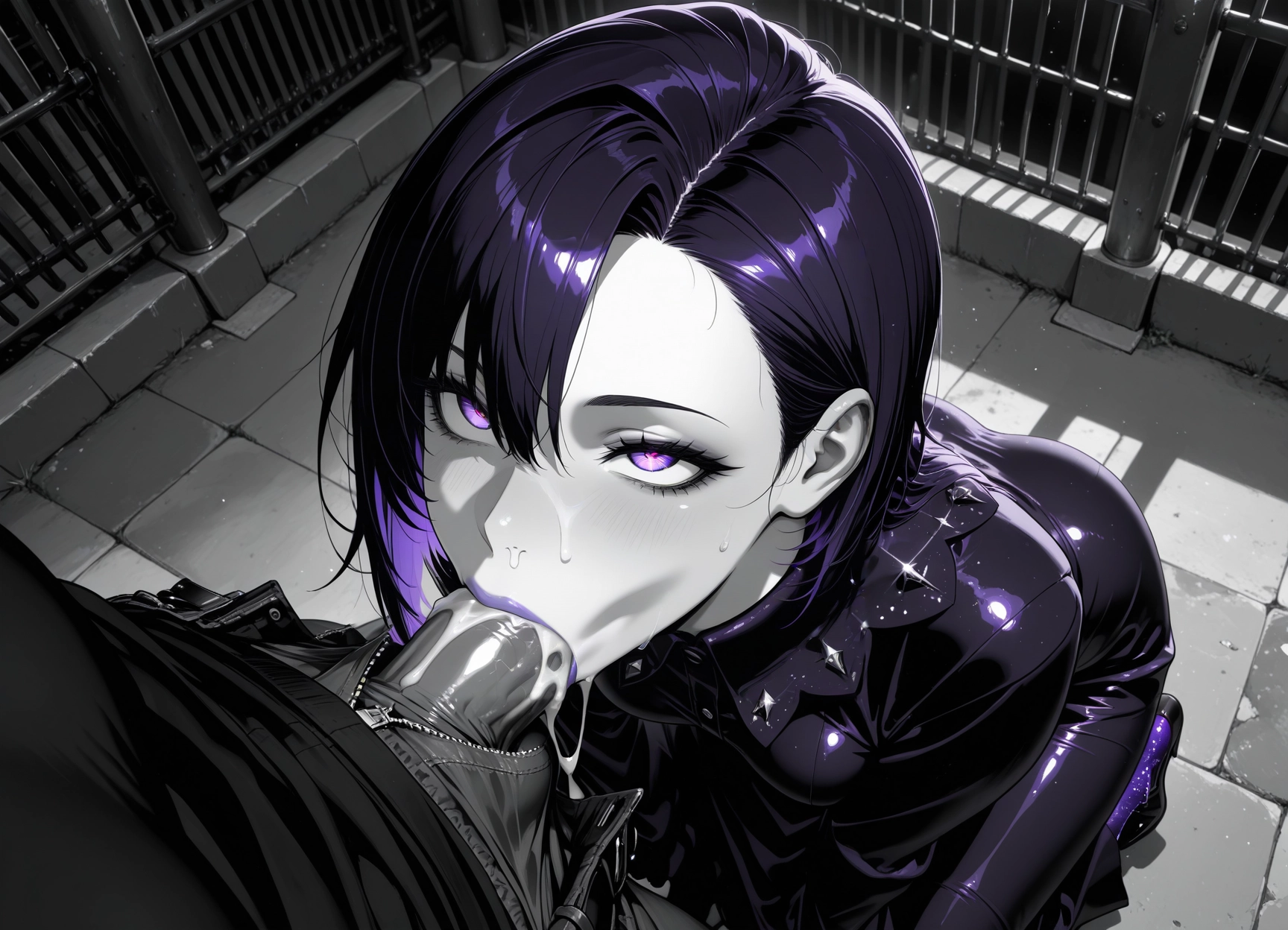 penis, fellatio, oral, 1girl, hetero, purple eyes · Yamete.gg