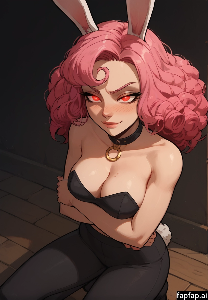 1girl, breasts, animal ears, solo, rabbit ears, pink hair