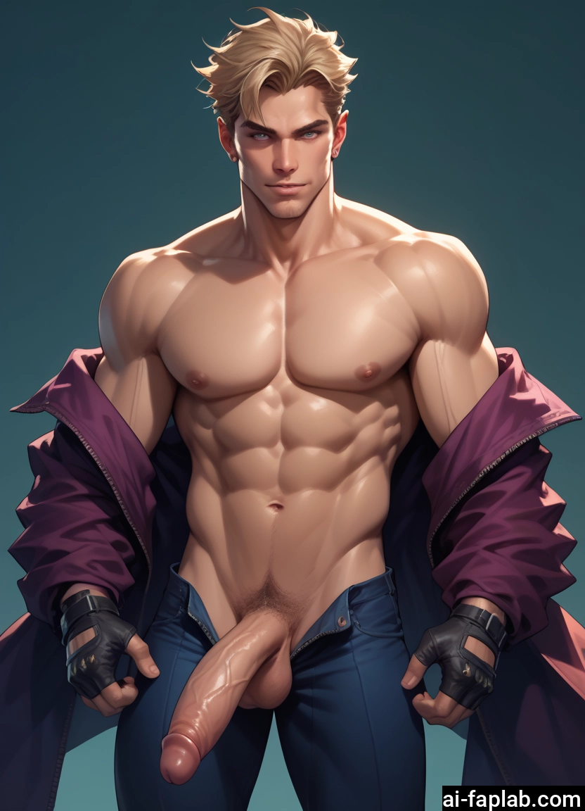 bara, male focus, 1boy, penis, solo, muscular · Yamete.gg