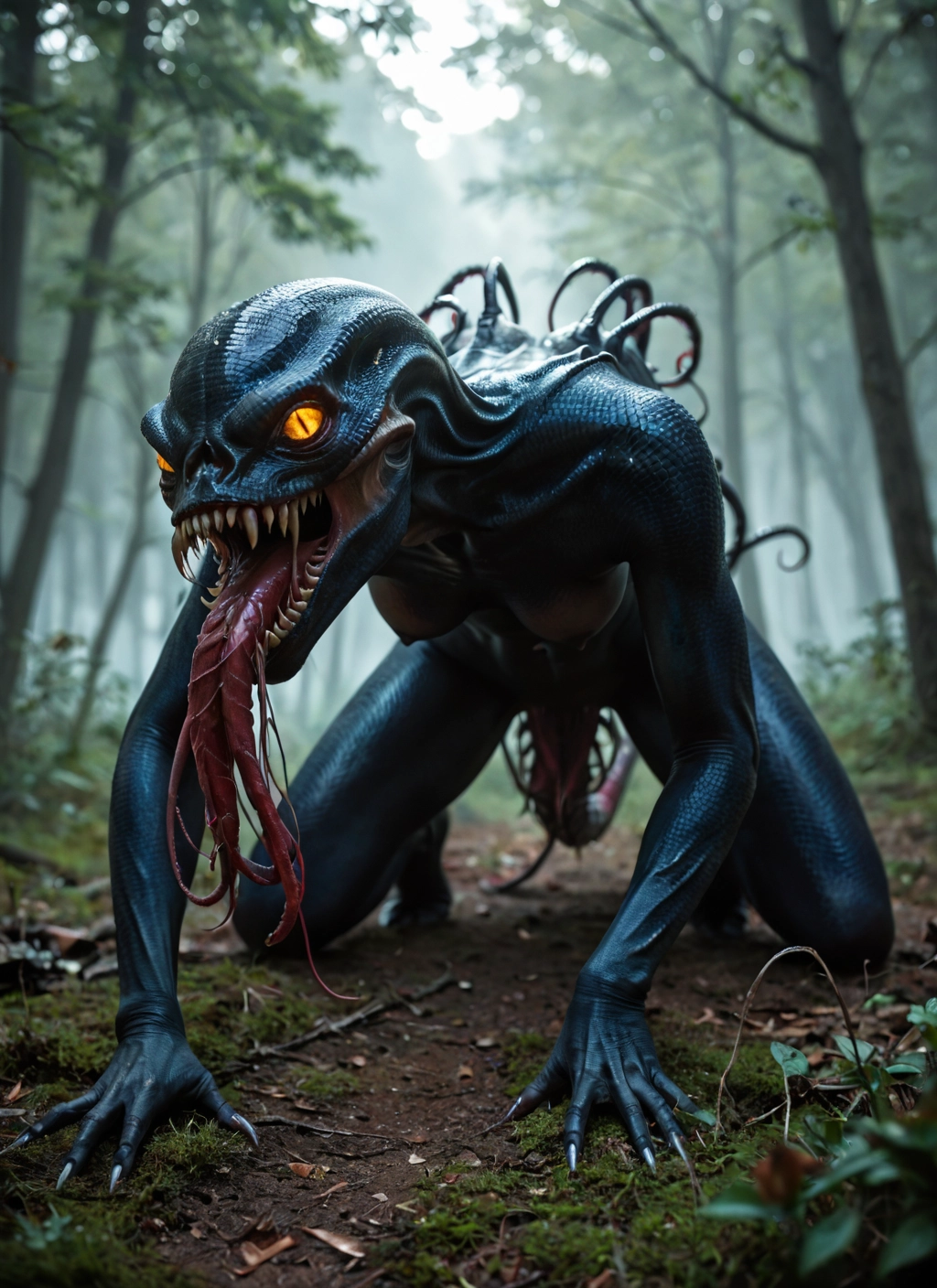 tongue, nature, teeth, forest, sharp teeth, solo · Yamete.gg