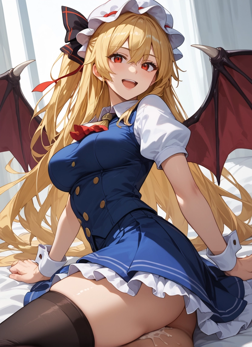 1girl, blonde hair, thighhighs, wings, long hair, breasts · Yamete.gg