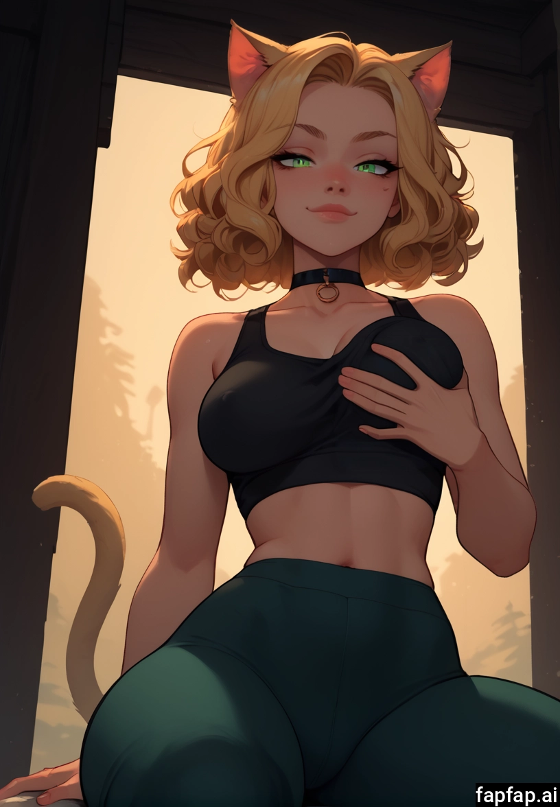 1girl, animal ears, breasts, solo, green eyes, blonde hair · Yamete.gg