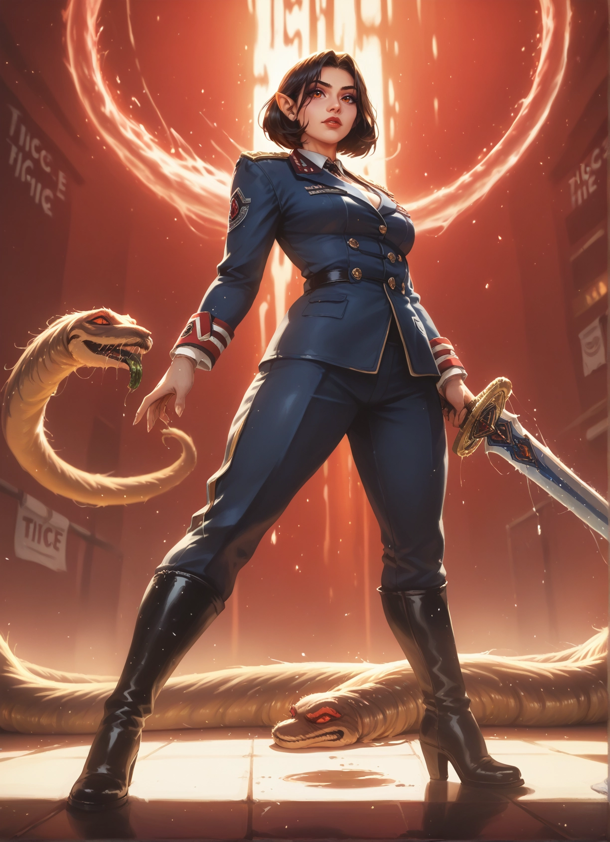 1girl, weapon, sword, boots, uniform, military · Yamete.gg