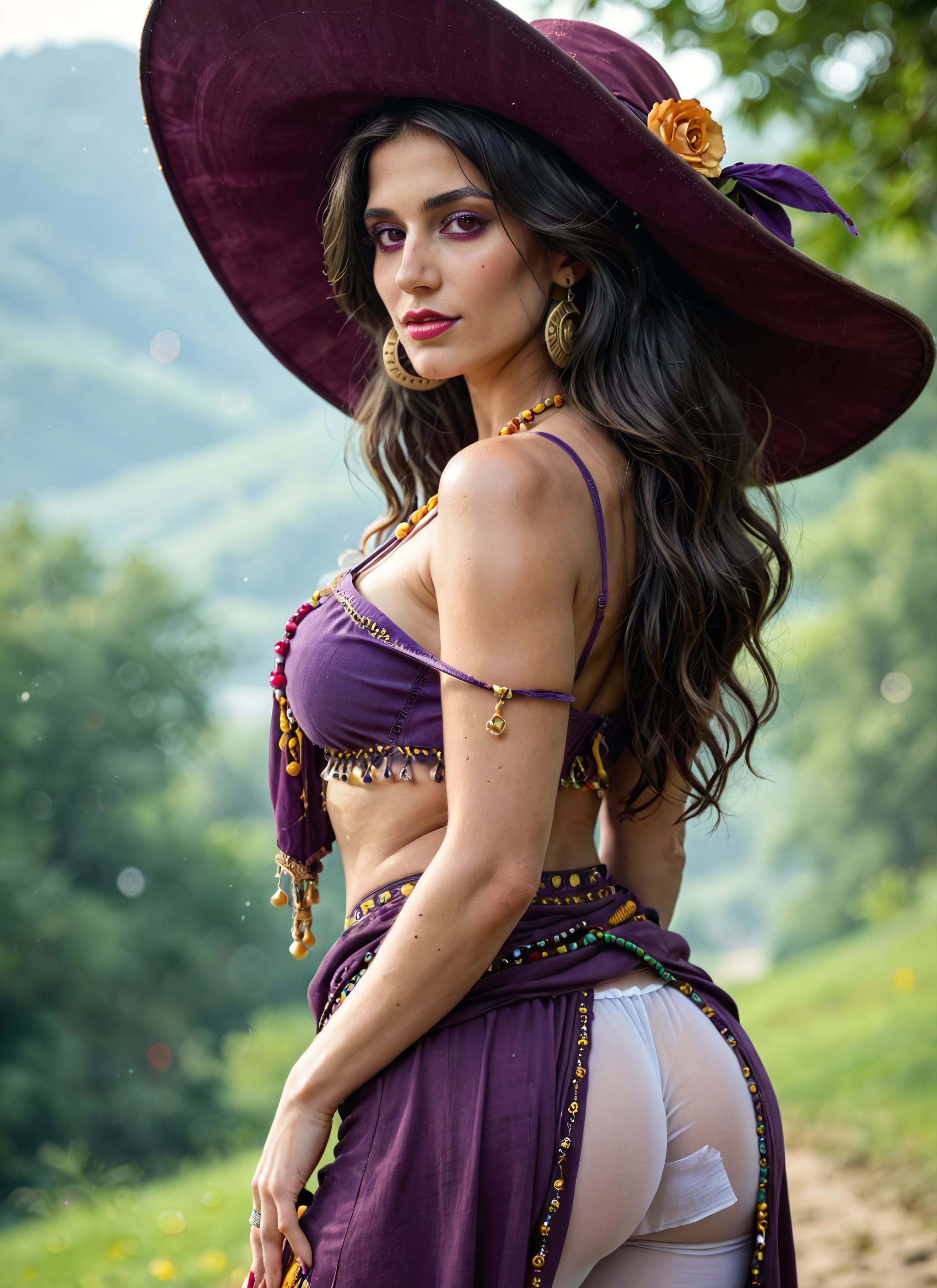 1girl, hat, jewelry, solo, ass, earrings · Yamete.gg