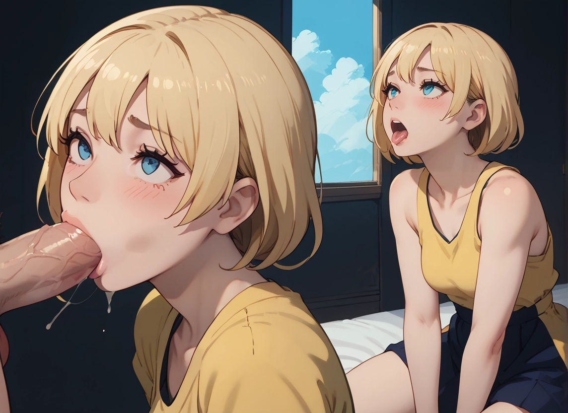 1girl, 1boy, penis, blue eyes, hetero, blonde hair · Yamete.gg