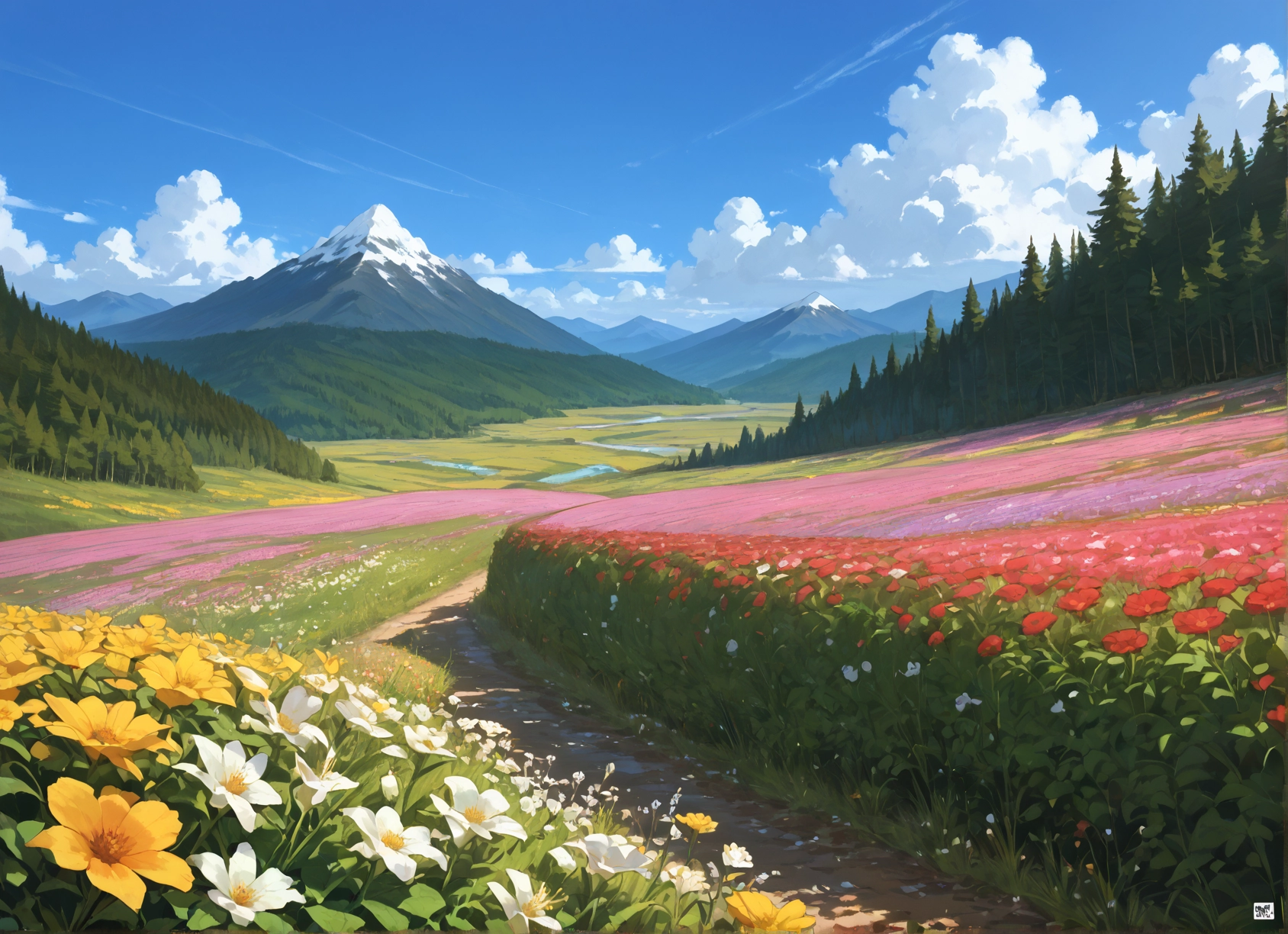 no humans, flower, scenery, cloud, sky, day