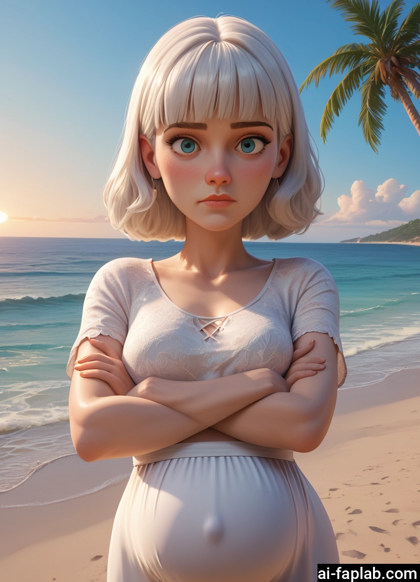 1girl, solo, beach, crossed arms, looking at viewer, ocean · Yamete.gg