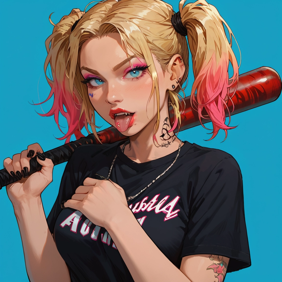 1girl, solo, twintails, blonde hair, tongue, piercing · Yamete.gg