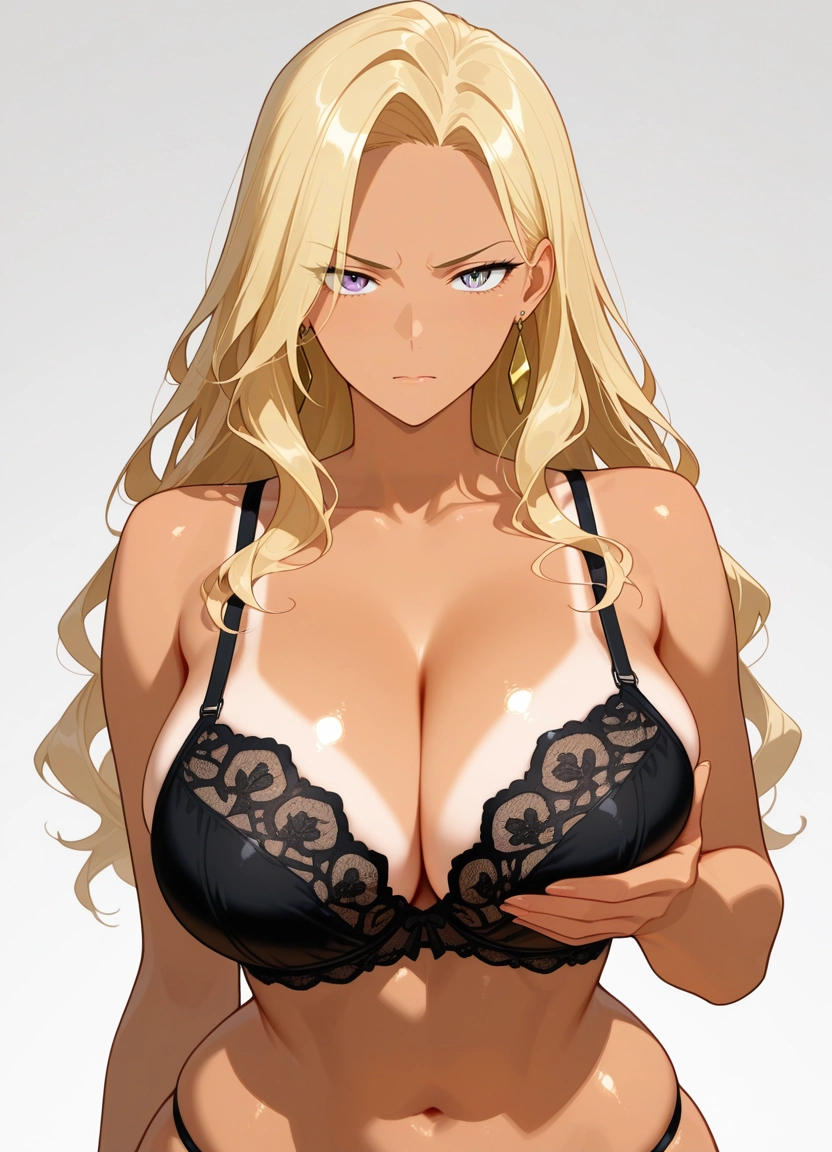 1girl, breasts, underwear, bra, solo, black bra