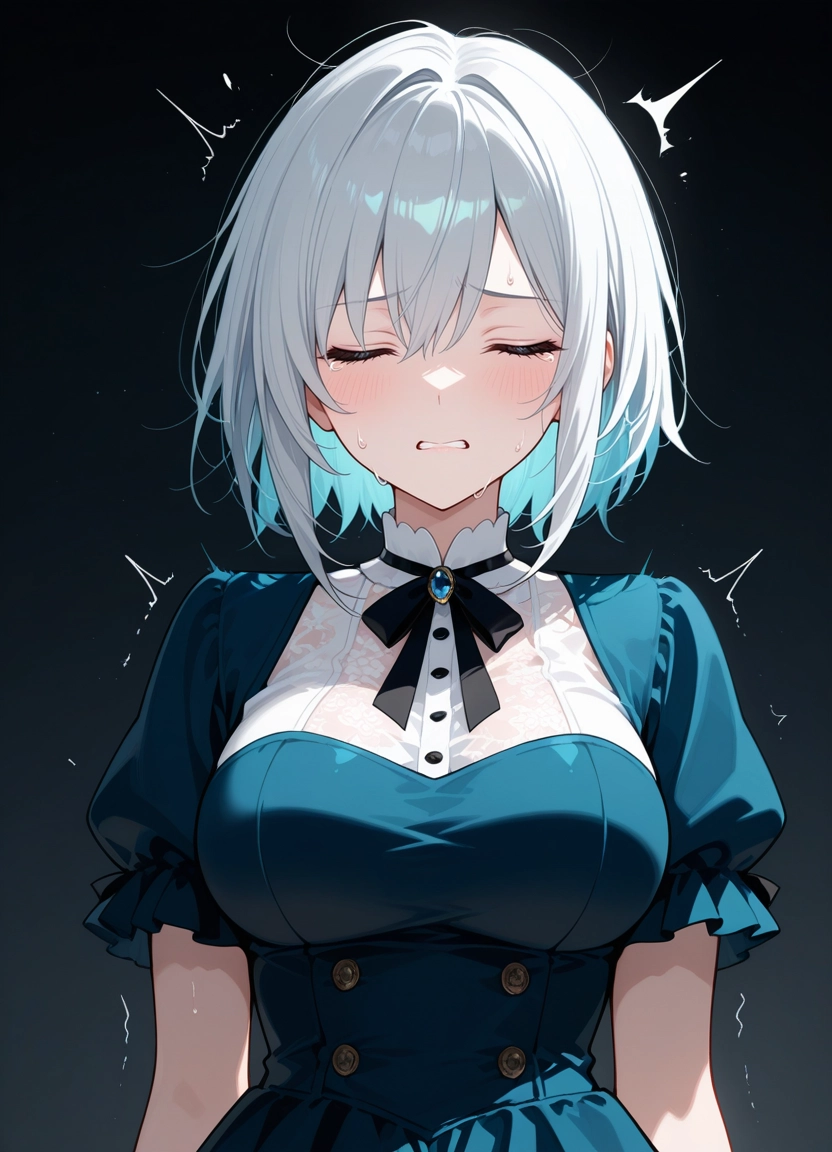 1girl, solo, closed eyes, short sleeves, breasts, blush · Yamete.gg