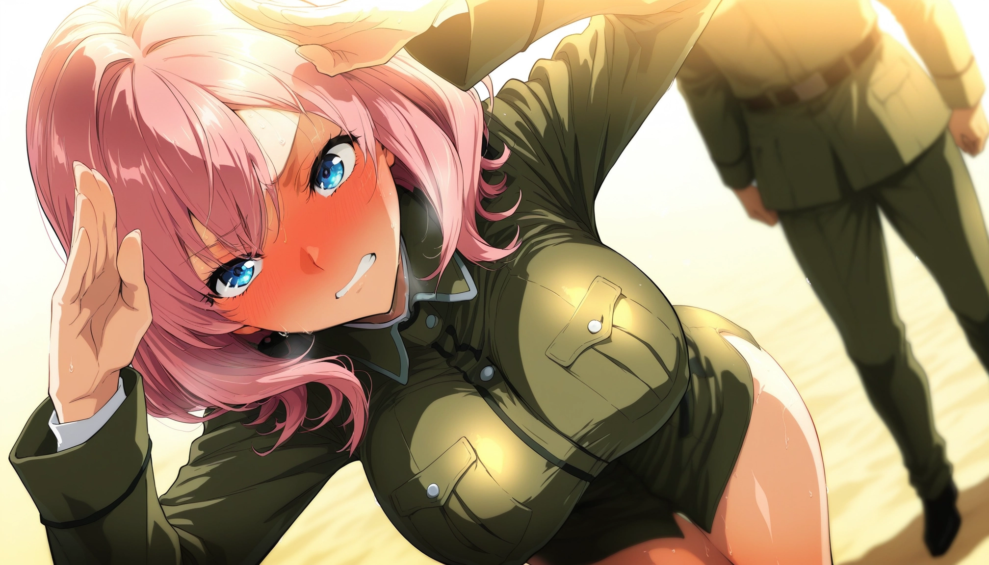 1girl, blue eyes, breasts, blush, pink hair, large breasts · Yamete.gg