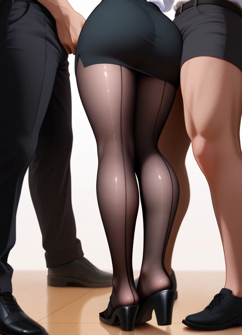 1girl, lower body, pantyhose, skirt, black footwear, high heels · Yamete.gg