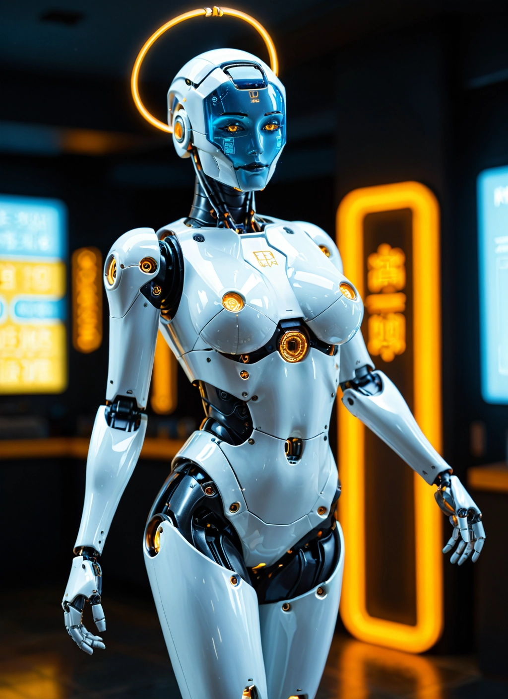 1girl, solo, halo, robot joints, humanoid robot, breasts · Yamete.gg