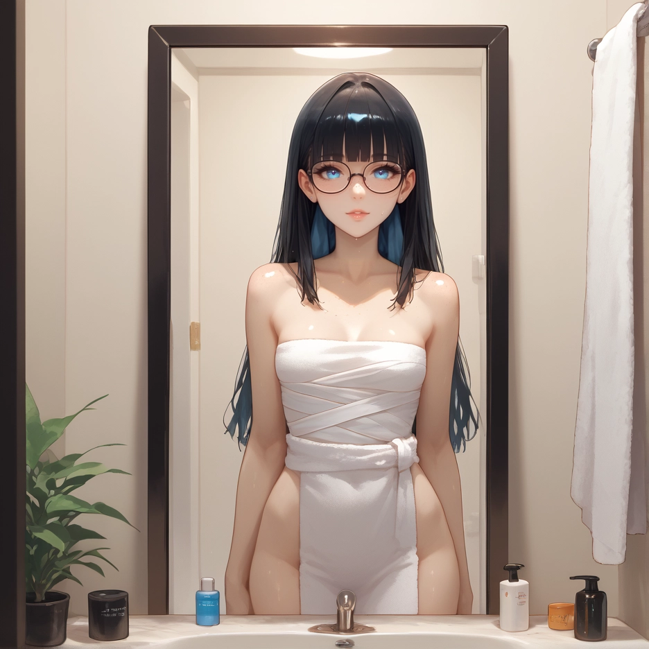 1girl, breasts, nipples, solo, glasses, nude · Yamete.gg