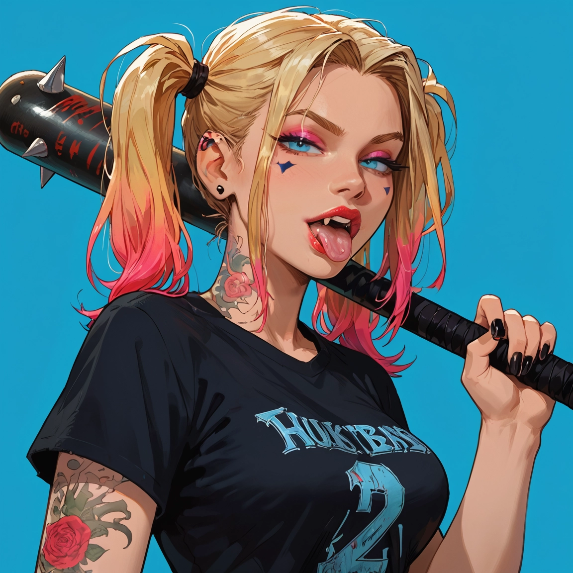 1girl, solo, twintails, tongue, tongue out, blonde hair · Yamete.gg