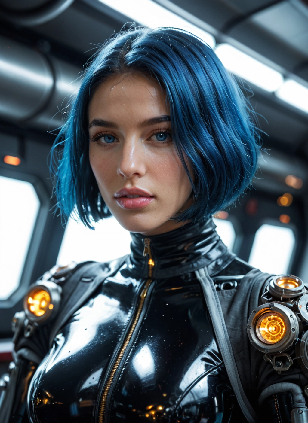 1girl, solo, blue eyes, bodysuit, short hair, looking at viewer · Yamete.gg