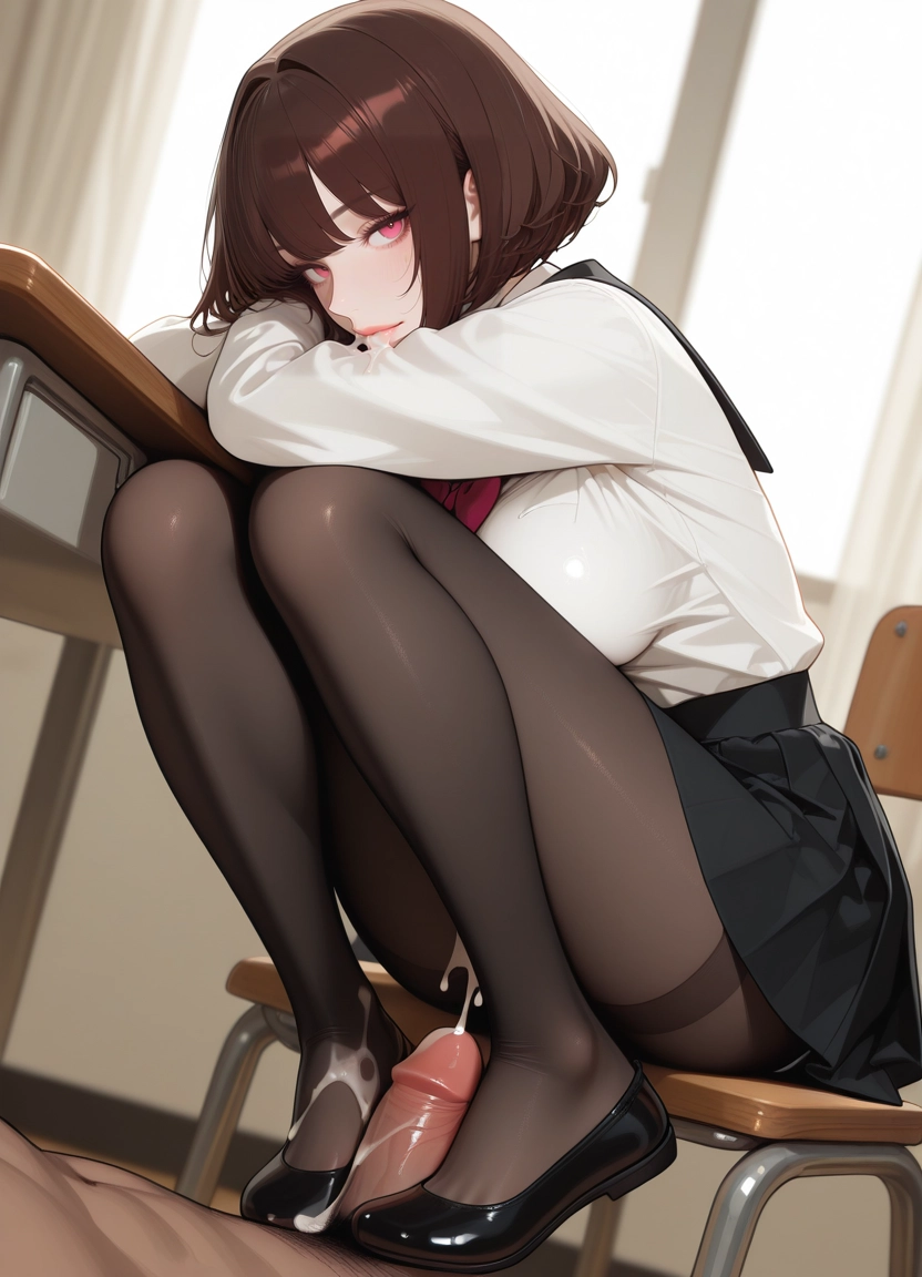 1girl, skirt, cum, hetero, desk, uncensored · Yamete.gg