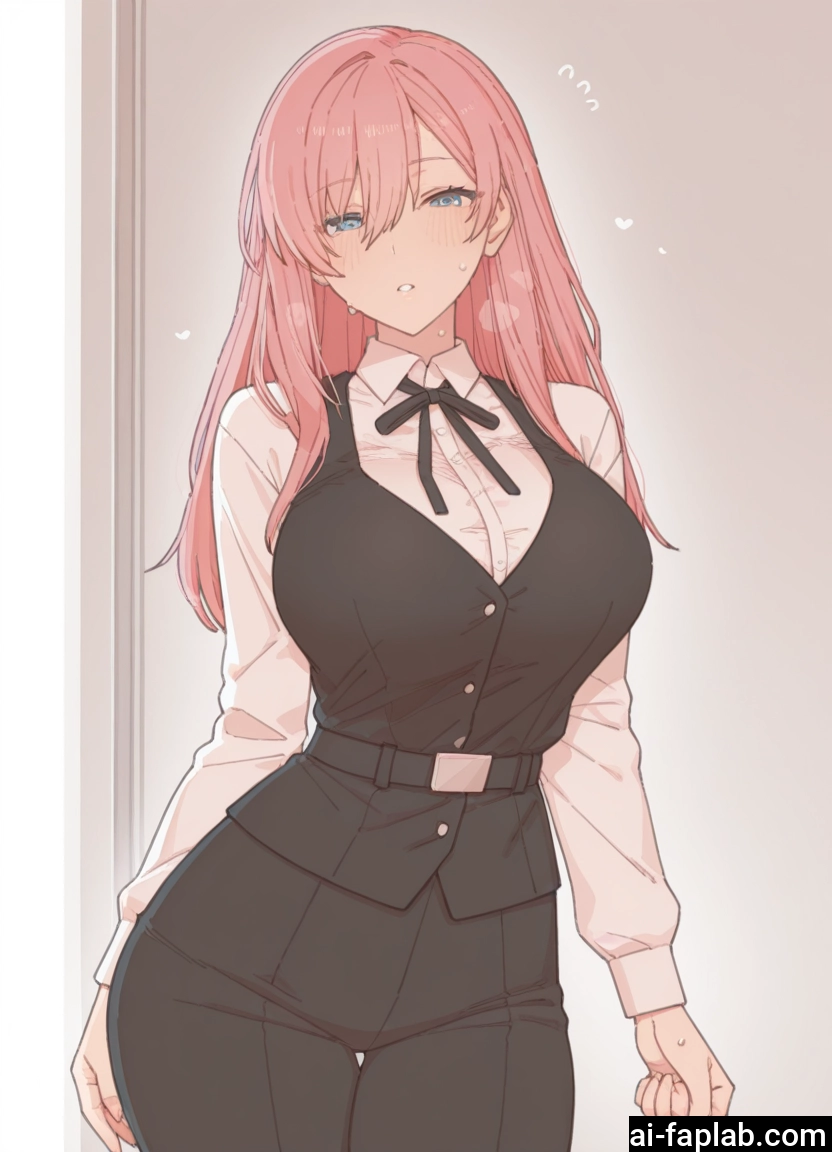 1girl, long hair, breasts, blue eyes, pink hair, shirt · Yamete.gg