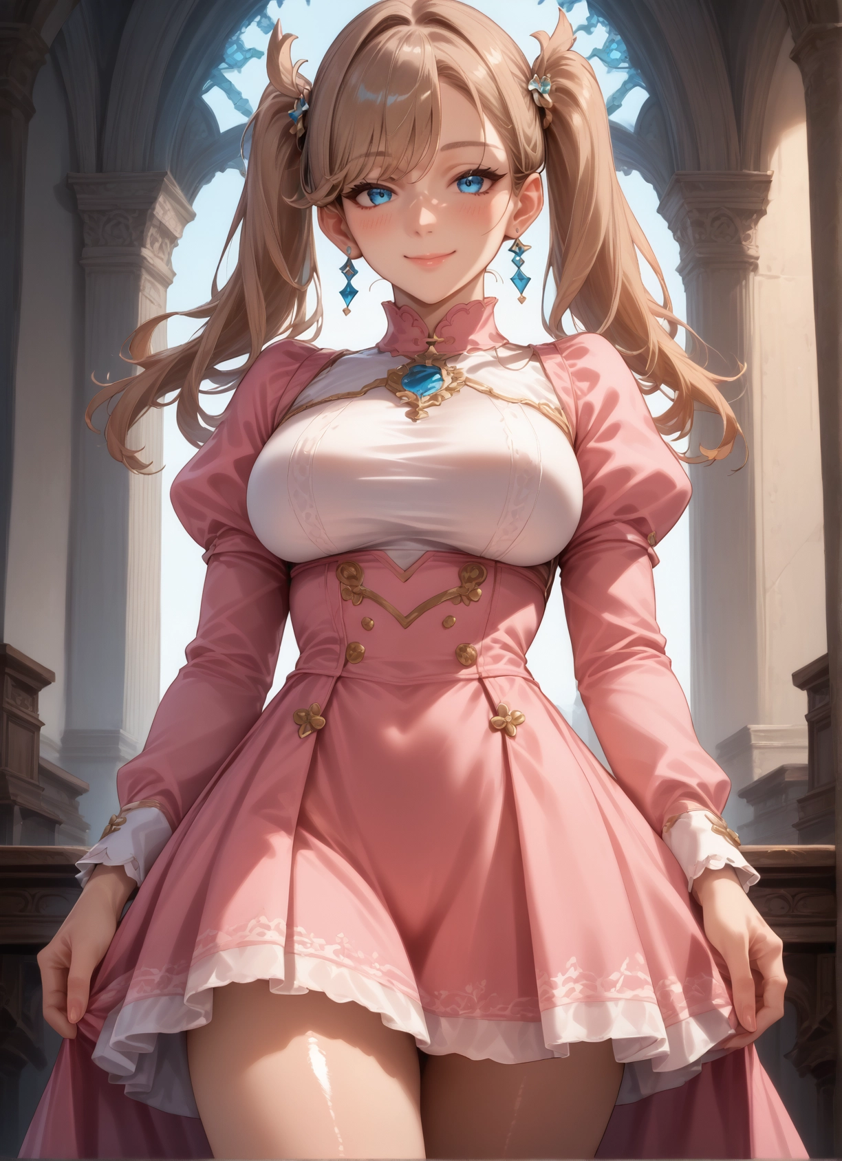 1girl, breasts, twintails, blue eyes, solo, smile · Yamete.gg