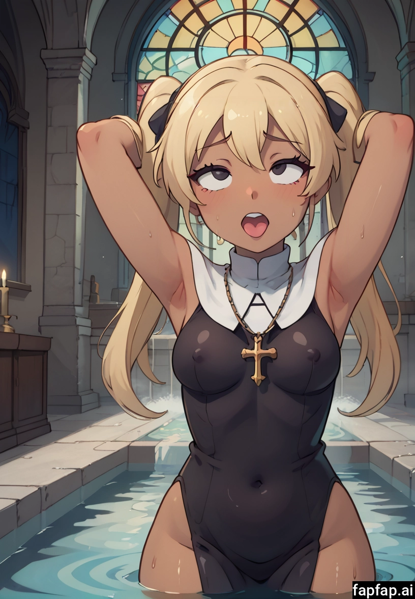 1girl, breasts, solo, blonde hair, jewelry, cross necklace · Yamete.gg