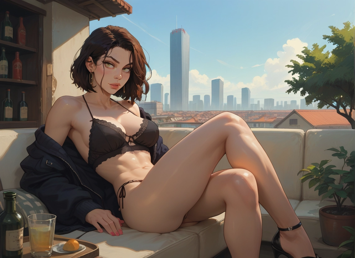 1girl, breasts, underwear, jewelry, earrings, bra · Yamete.gg