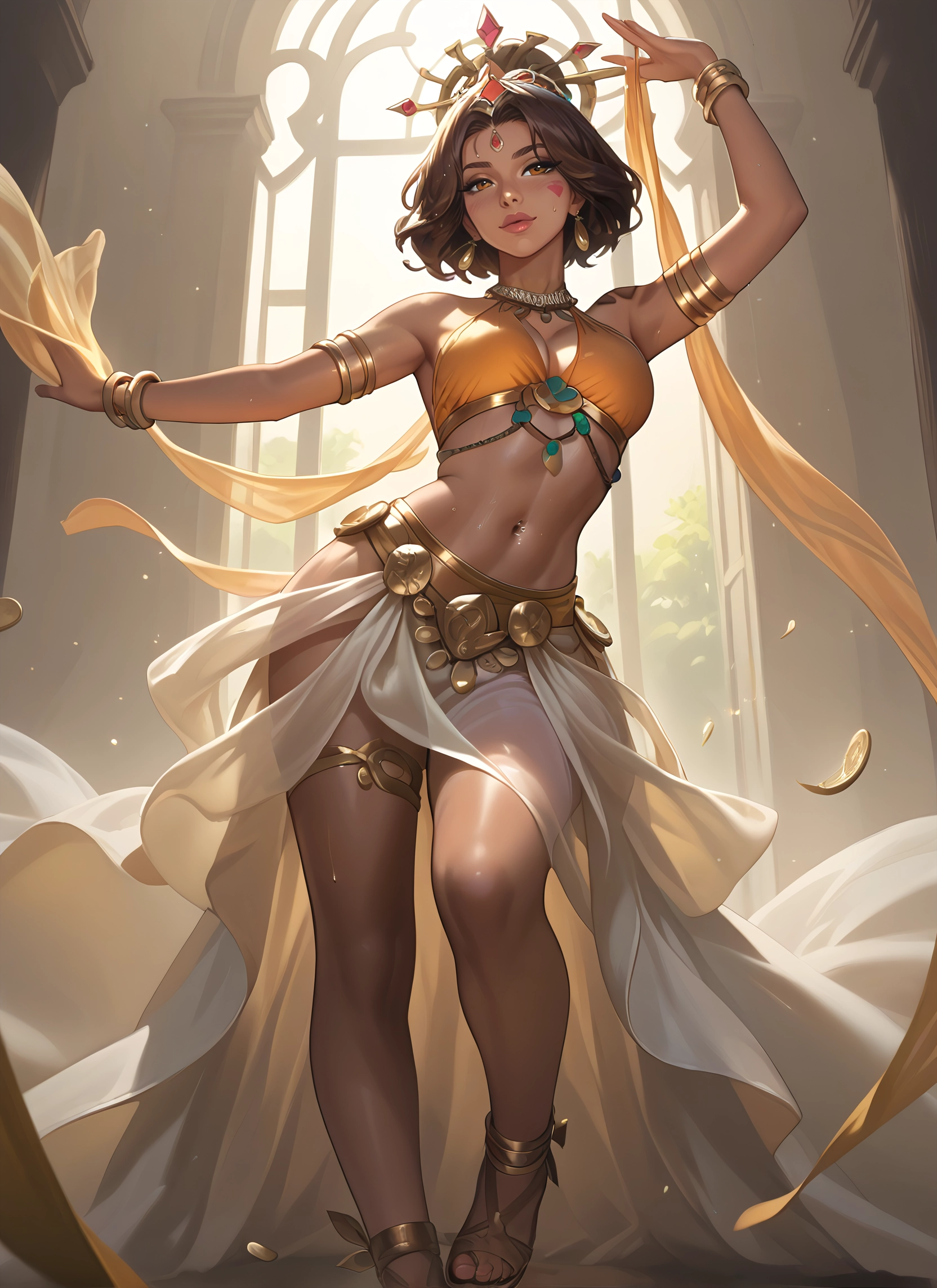 1girl, jewelry, solo, breasts, navel piercing, bracelet · Yamete.gg