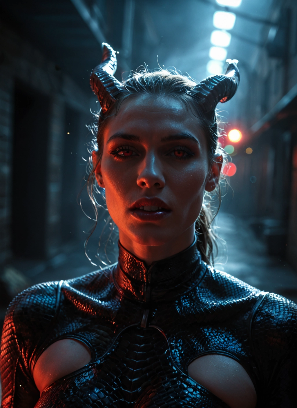 1girl, horns, solo, looking at viewer, upper body, teeth · Yamete.gg