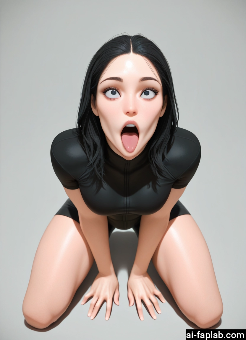 1girl, solo, black hair, open mouth, tongue, tongue out · Yamete.gg