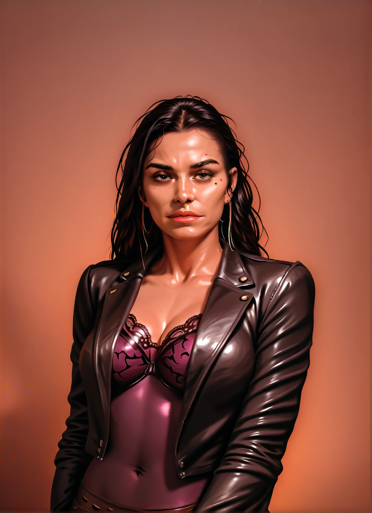1girl, solo, breasts, jewelry, earrings, jacket · Yamete.gg