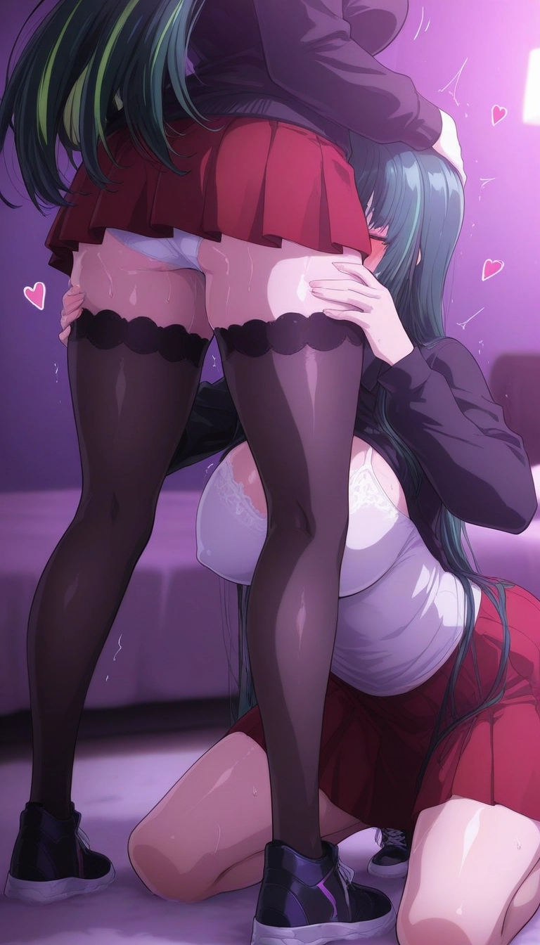 multiple girls, 2girls, underwear, breasts, skirt, red skirt · Yamete.gg
