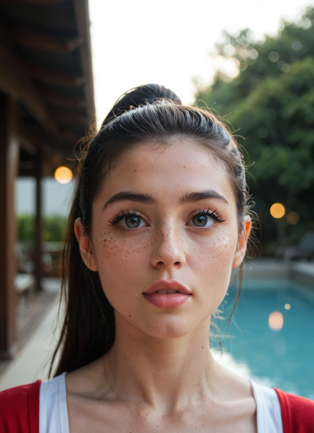 1girl, solo, freckles, looking at viewer, ponytail, long hair · Yamete.gg