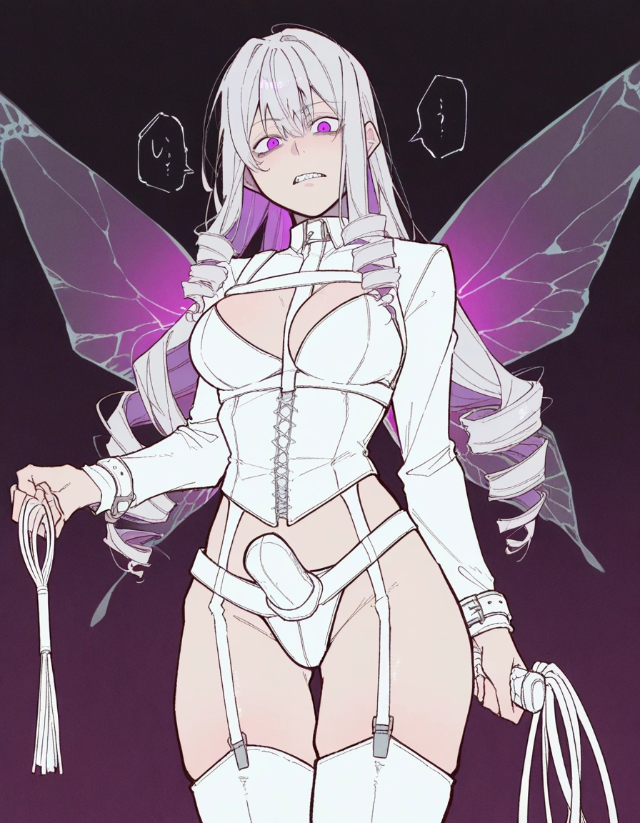 futanari, 1girl, breasts, wings, solo, long hair · Yamete.gg