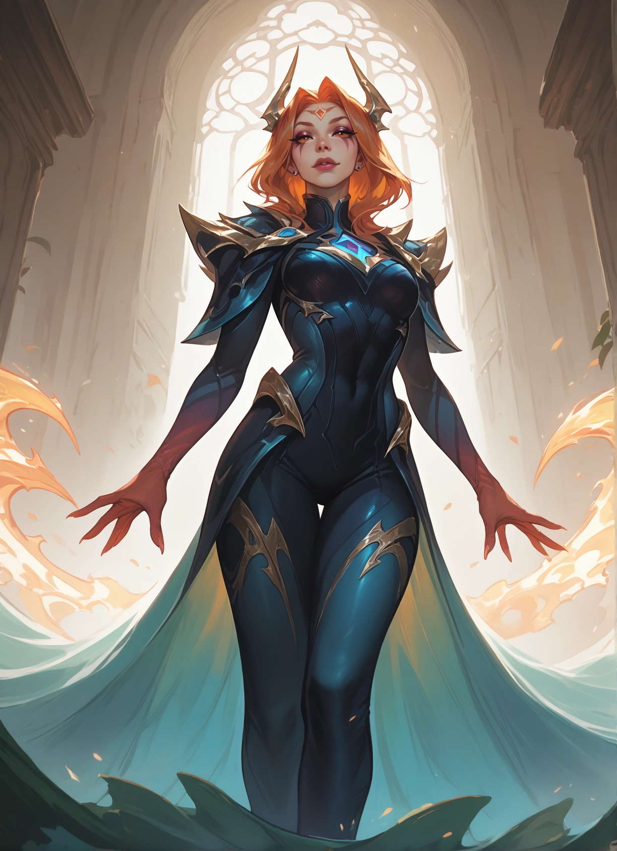 1girl, solo, jewelry, breasts, facial mark, earrings · Yamete.gg