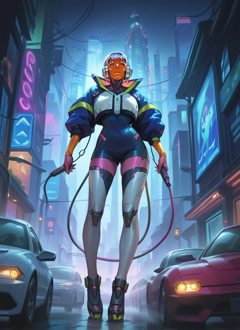 cyberpunk, 1girl, motor vehicle, car, ground vehicle, solo · Yamete.gg