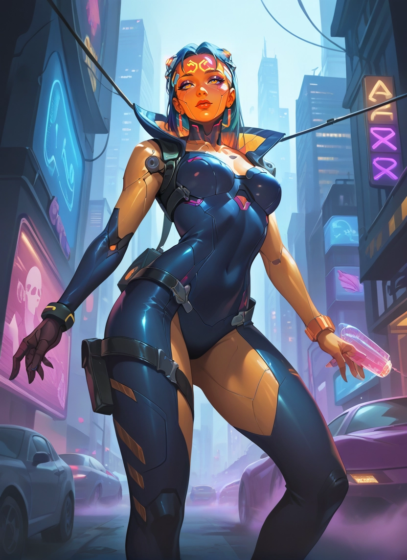 1girl, cyberpunk, science fiction, solo, car, breasts · Yamete.gg