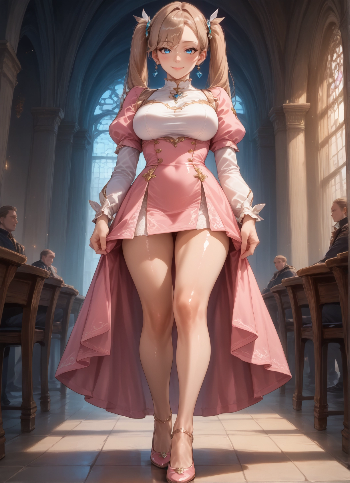 1girl, breasts, twintails, blue eyes, dress, smile · Yamete.gg