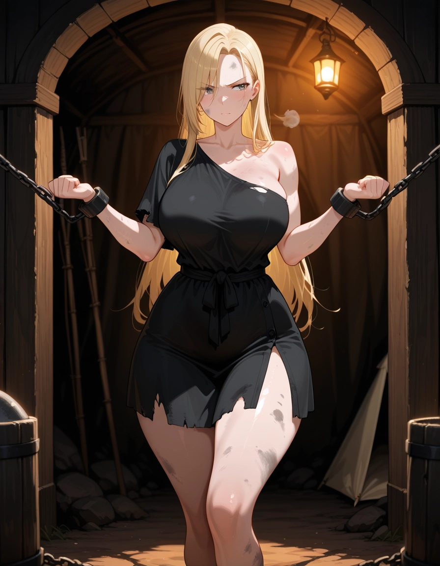 1girl, breasts, blonde hair, torn clothes, solo, long hair · Yamete.gg