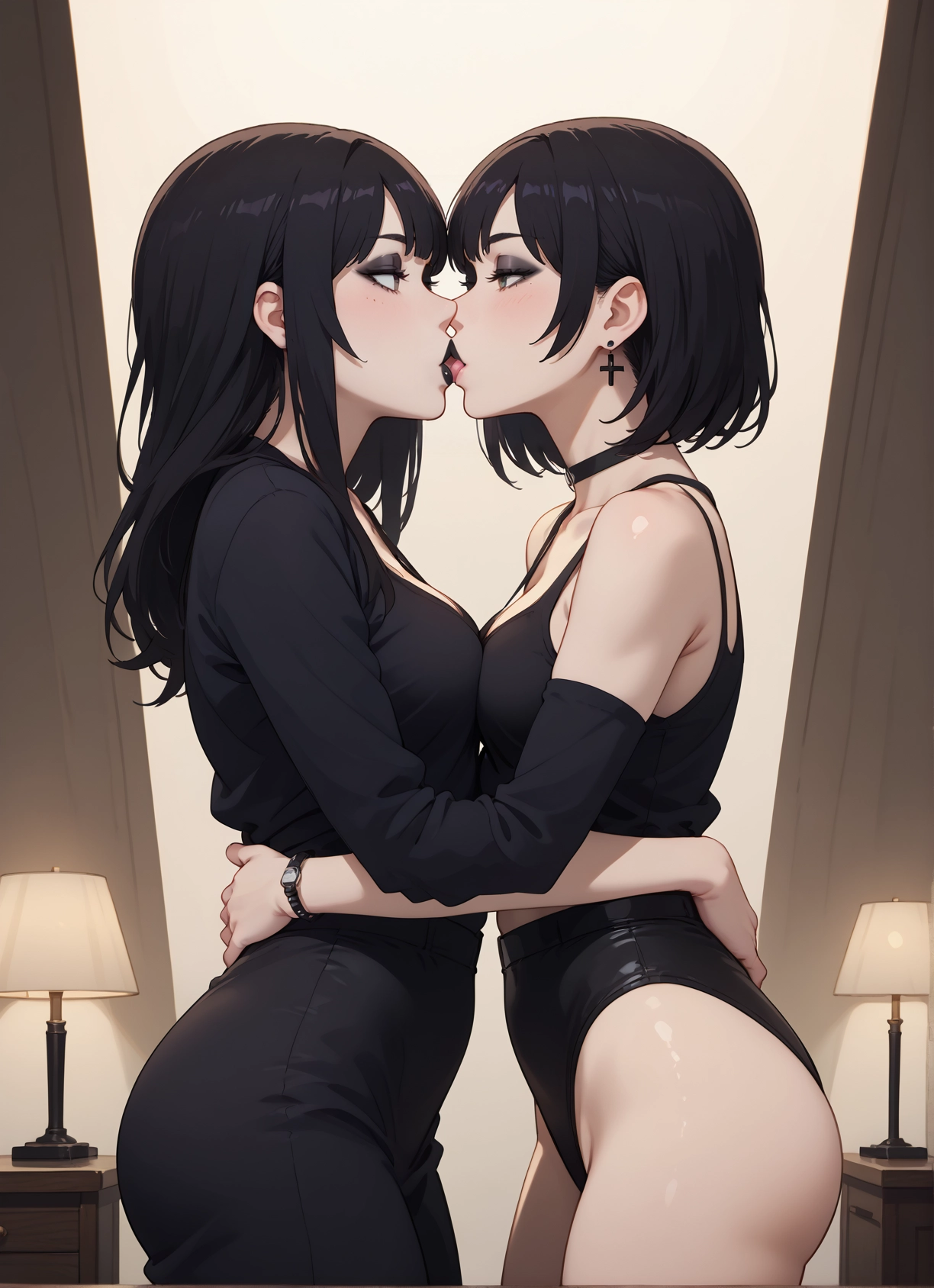 multiple girls, 2girls, yuri, breasts, jewelry, earrings · Yamete.gg