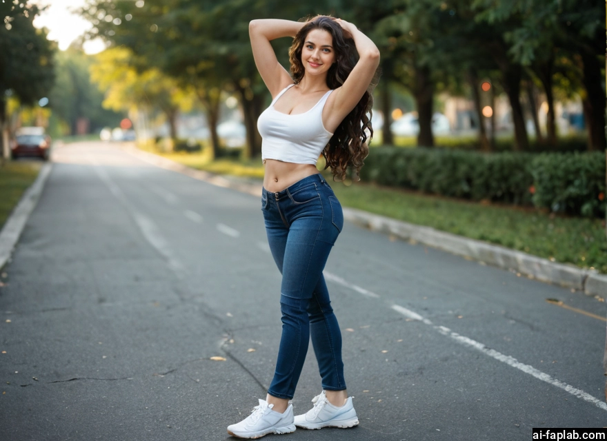 1girl, pants, breasts, denim, solo, jeans