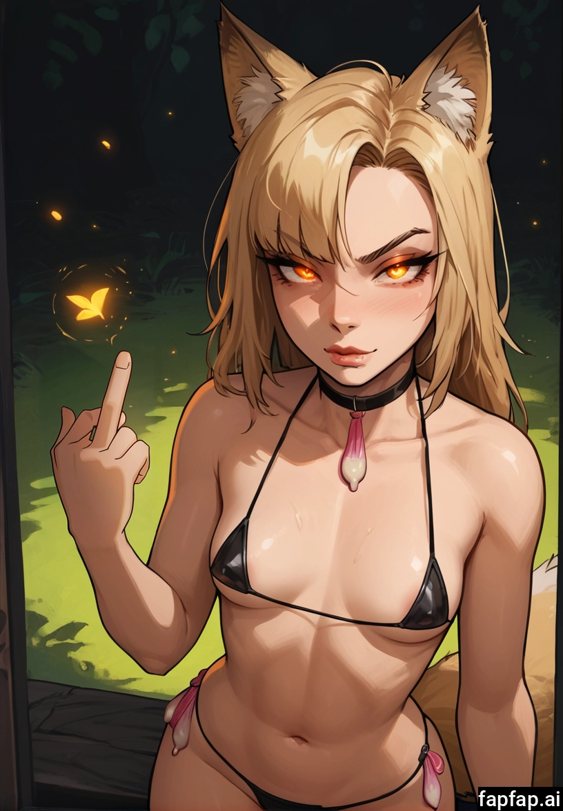 1girl, used condom, condom, animal ears, breasts, swimsuit