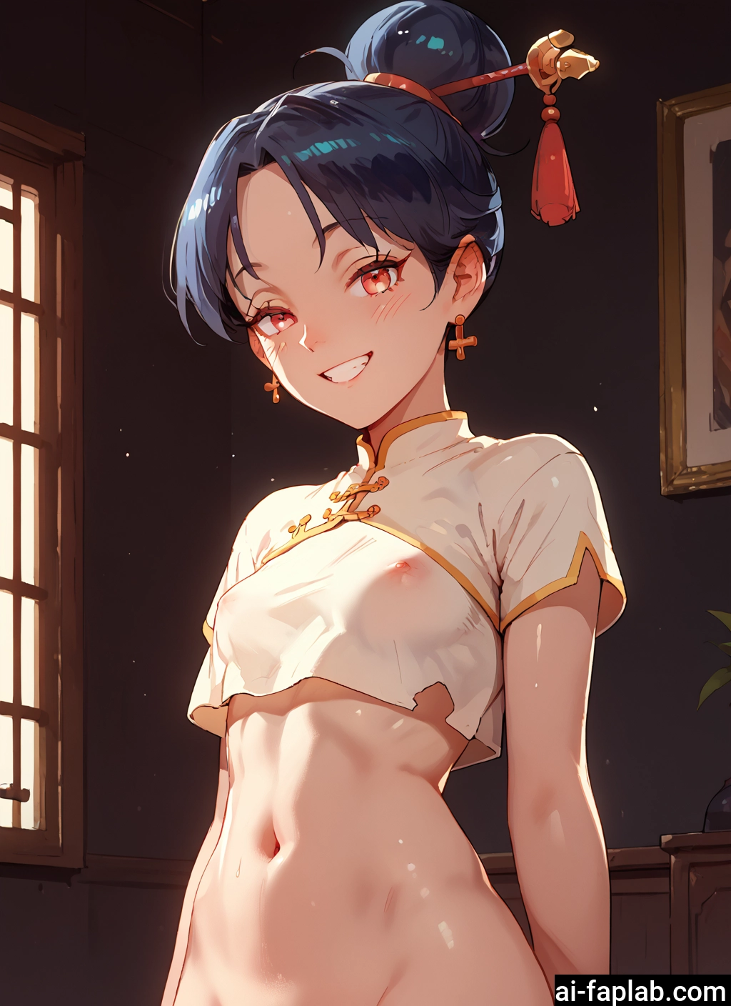 1girl, solo, smile, navel, breasts, jewelry · Yamete.gg