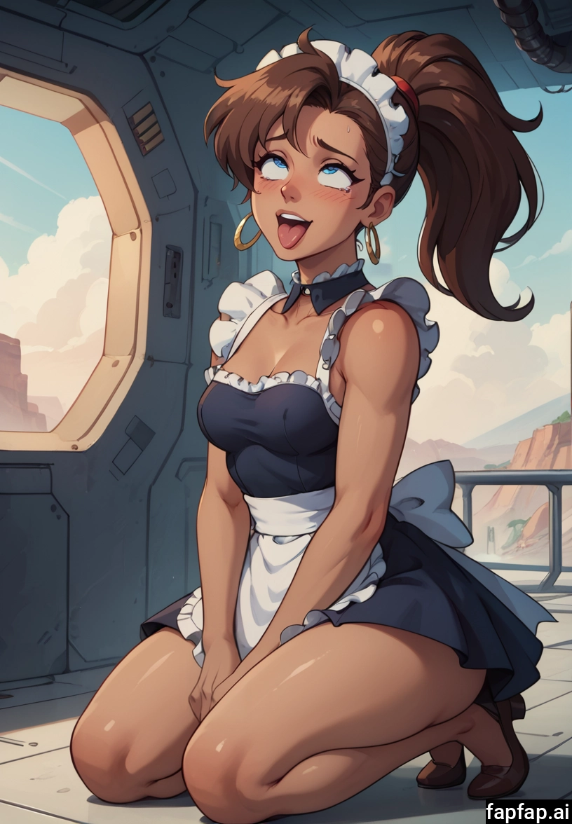 1girl, tongue, breasts, brown hair, earrings, solo · Yamete.gg