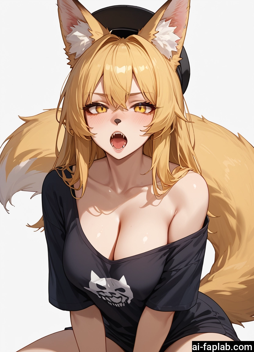 furry, 1girl, breasts, animal ears, tail, blonde hair · Yamete.gg