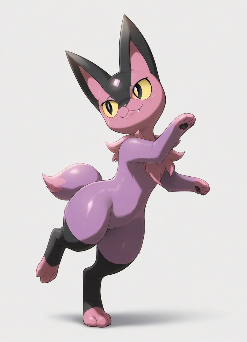 furry, solo, simple background, full body, standing, standing on one leg · Yamete.gg